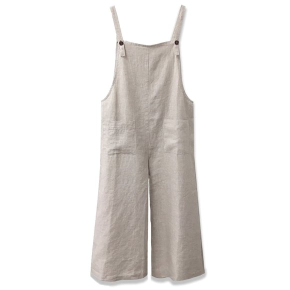 LINEN CROP OVERALLS | NATURAL - Picture 1 of 1